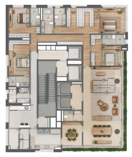 Atílio870 Itaim - Planta de 361m² - 4 Suítes
